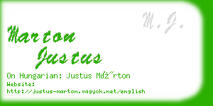 marton justus business card